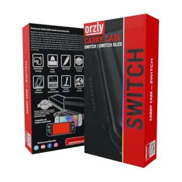 Orzly Carrying case for Nintendo Switch OLED and Switch Console - Red Protective Hard Portable Travel case Shell Pouch for Nintendo Switch Console & Accessories