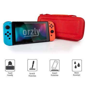 Orzly Carrying case for Nintendo Switch OLED and Switch Console - Red Protective Hard Portable Travel case Shell Pouch for Nintendo Switch Console & Accessories