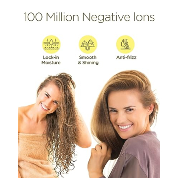 Plavogue Dual Voltage Blow Dryer Brush for European Travel,110V-240V Hot Air Brush with Volumizer, Negative Ionic Anti-Frizz - Styling Brush with Ceramic Coating for Long/Mid Hair Types, Oval Shape