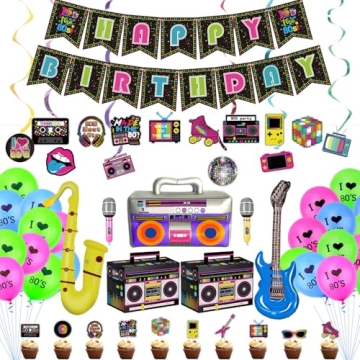 80s Party Decorations Set for Unforgettable Birthday Celebrations