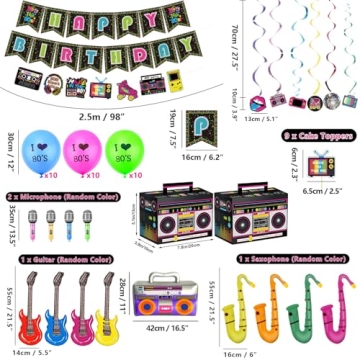 80s Party Decorations Set for Unforgettable Birthday Celebrations