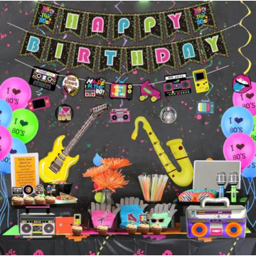 80s Party Decorations Set for Unforgettable Birthday Celebrations