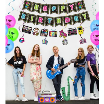 80s Party Decorations Set for Unforgettable Birthday Celebrations