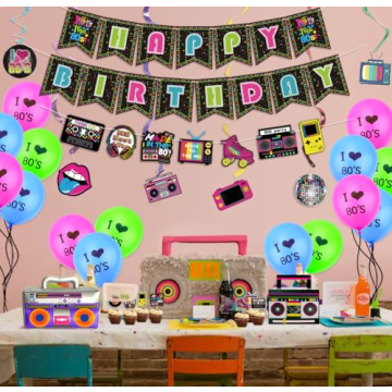 80s Party Decorations Set for Unforgettable Birthday Celebrations