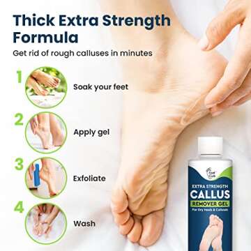 Callus Remover for Feet with Extra Strength Gel & Foot Pumice Stone Set - Easy Way to Remove Hard Ca...