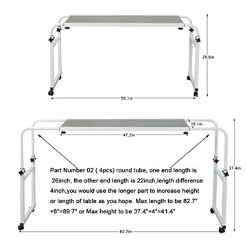 Adjustable Overbed Table with Wheels for All Bed Sizes