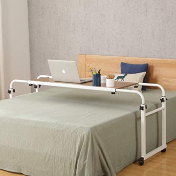 Adjustable Overbed Table with Wheels for All Bed Sizes