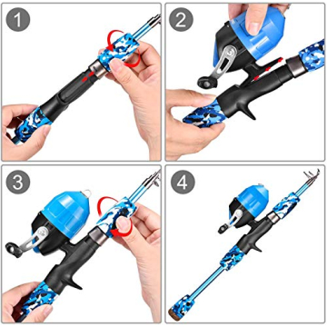 ODDSPRO Kids Fishing Pole Pink, Portable Telescopic Fishing Rod and Reel Combo Kit - with Spincast Fishing Reel Tackle Box for Girls, Youth