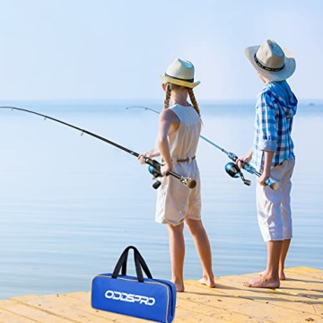 ODDSPRO Kids Fishing Pole Pink, Portable Telescopic Fishing Rod and Reel Combo Kit - with Spincast Fishing Reel Tackle Box for Girls, Youth