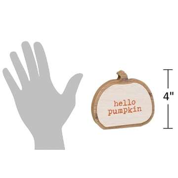 Collins Painting "Hello Pumpkin" 3D Pumpkin Wood Sign - Wooden Tabletop Fall Signs - Rustic Fall Hom...