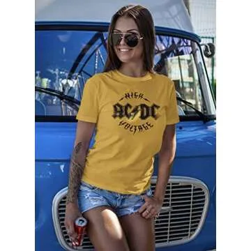 ACDC Heavy Metal Rock Band High Voltage Distressed Ginger Adult T-Shirt Tee
