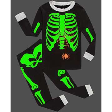 Little Pajamas Boys Skeleton Halloween Pjs 100% Cotton Toddler Clothes Kids Sleepwear Size 2t Black
