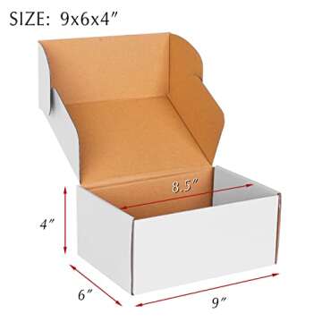 30 Pack of 9x6x4 White Cardboard Shipping Boxes - Sturdy & Stylish Packaging