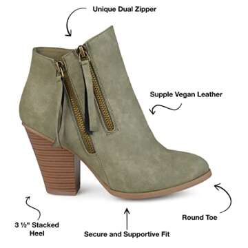 Brinley Co. Faux Leather Olive Booties - Stylish Comfort