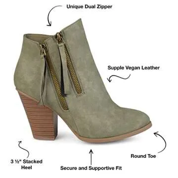 Brinley Co. Faux Leather Olive Booties - Stylish Comfort