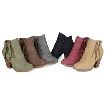 Brinley Co. Faux Leather Olive Booties - Stylish Comfort