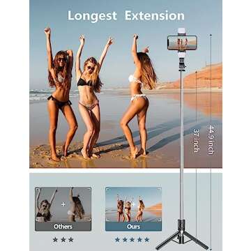 Selfie Stick Tripod with Light - Portable & Compatible Anywhere