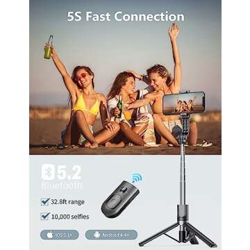 Selfie Stick Tripod with Light - Portable & Compatible Anywhere