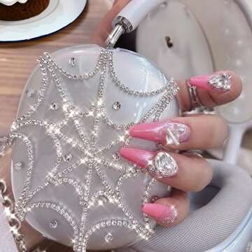 Rhinestones Spider Web AirPods Max Cover Glittering Headphones Case for Airpods Max Cute Airpod Pro Max Ear Covers Protective Accessories