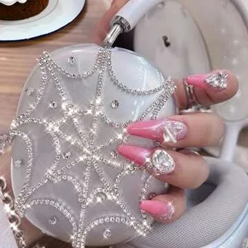 Rhinestones Spider Web AirPods Max Cover Glittering Headphones Case for Airpods Max Cute Airpod Pro Max Ear Covers Protective Accessories