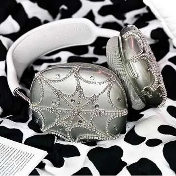 Rhinestones Spider Web AirPods Max Cover Glittering Headphones Case for Airpods Max Cute Airpod Pro Max Ear Covers Protective Accessories