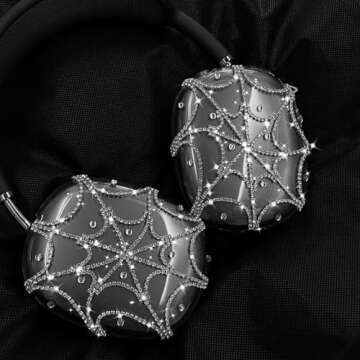 Rhinestones Spider Web AirPods Max Cover Glittering Headphones Case for Airpods Max Cute Airpod Pro Max Ear Covers Protective Accessories