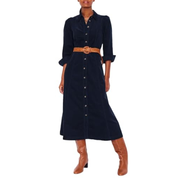 YEXPINE Women's Corduroy Maxi Dress Long Sleeve Cord Button Down Shirt Flowy Long Dress with Belt Na...