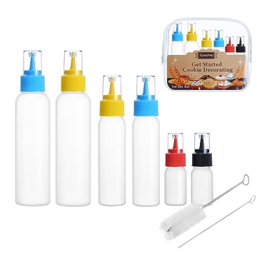 GOLOHO Cookie Icing Bottles, 6 Squeeze Applicator Bottles, 2 each (1, 2 and 4 ounces), Royal Icing T...