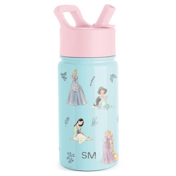 Simple Modern Disney Princess Kids Water Bottle with Straw Lid | Reusable Insulated Stainless Steel ...