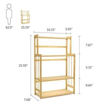 4-Tier Standing Bamboo Spice Rack for Kitchen Organization
