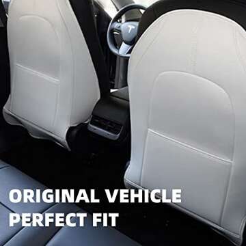 EPOEYK Tesla Model 3/Y/S Leather Kick Mats Back Seat Protector Wear-Resistant Waterproof Durable Car Seat Protector Covers for Kids Feet with Organizer Pocket 2 Pack (Carbon Black)