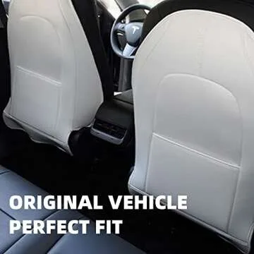 EPOEYK Tesla Model 3/Y/S Leather Kick Mats Back Seat Protector Wear-Resistant Waterproof Durable Car Seat Protector Covers for Kids Feet with Organizer Pocket 2 Pack (Carbon Black)