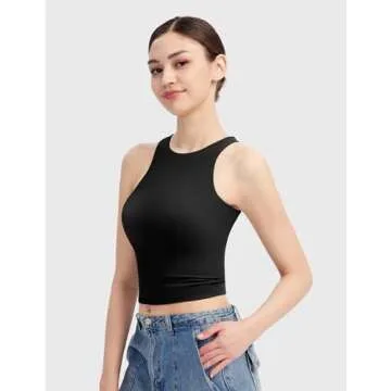 Stylish PUMIEY Black Tank Top for Women - High Neck Crop