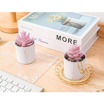 Der Rose Mini Faux Succulent Plants for Home Office Decor