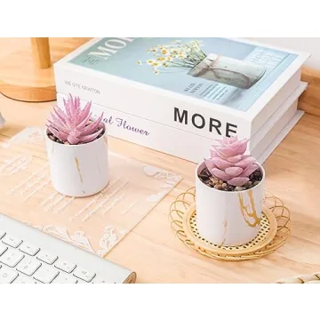 Der Rose Mini Faux Succulent Plants for Home Office Decor