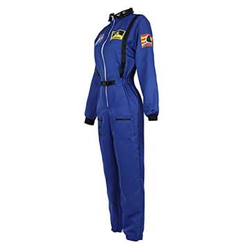 Haorugut Women's Astronaut Adult Space Costume Plus Size Flight Suit Astronaut Jumpsuit Fancy Dress ...