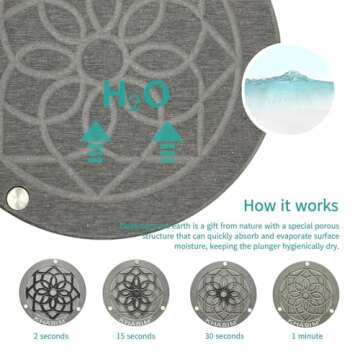 KHASIM Plunger Mat - Stone Drying Mat for Toilet Plunger, Elegant Design, Space-Saving