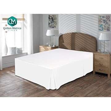 Cotton Metrics Linen Present 800TC Hotel Quality 100% Egyptian Cotton Bed Skirt 18" Drop Length Queen Size White Solid
