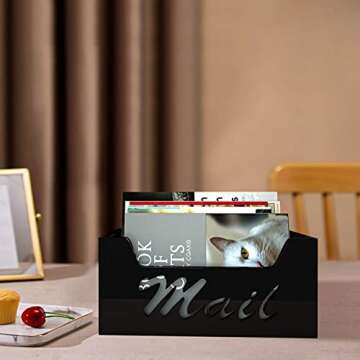wishacc Black Acrylic Mail Holder for Desk Organization
