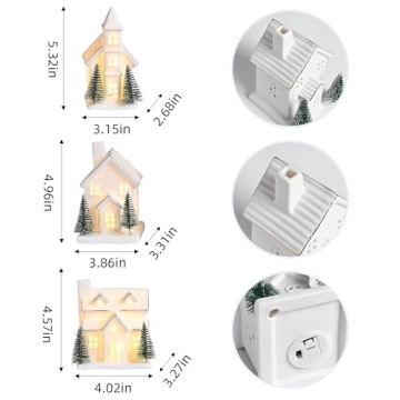 AOMOONOA Ceramic Light Up Christmas Village Houses