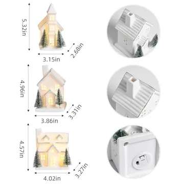 AOMOONOA Ceramic Light Up Christmas Village Houses