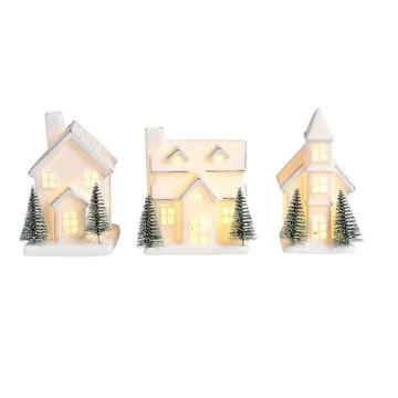 AOMOONOA Ceramic Light Up Christmas Village Houses