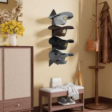 HYDERMUS Hat Organizer for 10 Baseball Caps and 3 Cowboy Hat Cowboy Hat Rack for Wall with Solid Wood Arrow Hat Storage Cowgirl Hat Hanger Closet Storage and Organizer Black