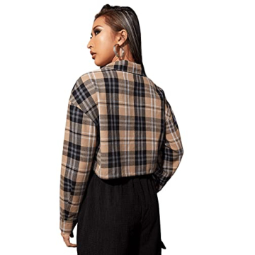 SweatyRocks Women's Color Block Long Sleeve Cropped Blouse