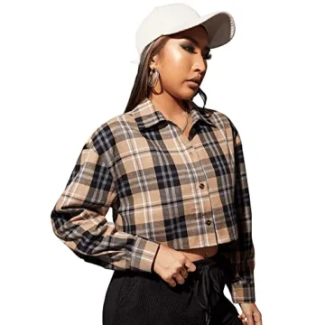 SweatyRocks Women's Color Block Long Sleeve Cropped Blouse