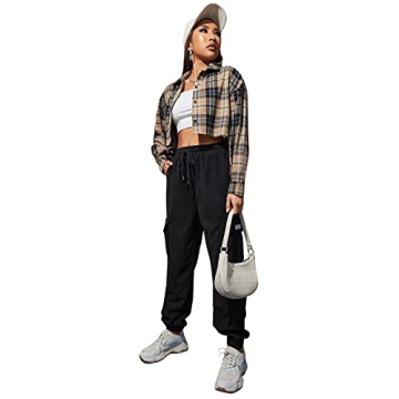 SweatyRocks Women's Color Block Long Sleeve Cropped Blouse