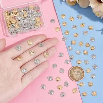 UNICRAFTALE 200pcs 2 Colors Heart Charms Stainless Steel Tiny Heart Pendants 1-1.2mm Small Hole Heart Charms Valentine Love Charms for DIY Necklace Bracelet Earring Jewelry Making