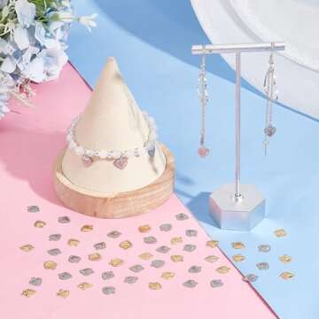 UNICRAFTALE 200pcs 2 Colors Heart Charms Stainless Steel Tiny Heart Pendants 1-1.2mm Small Hole Heart Charms Valentine Love Charms for DIY Necklace Bracelet Earring Jewelry Making
