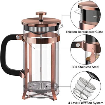 QUQIYSO French Coffee Press Stylish Durable Coffee Maker