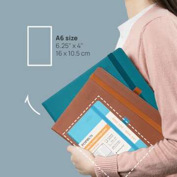 POPRUN 2025 Small Daily Planner (Purse Size 4" x 6.25"), One Page Per Day Even Weekends - 2025 Daily Calendar Hourly, Agenda 2025 Appointment Book with Pocket, PU Leather Softcover - Night Sky Blue